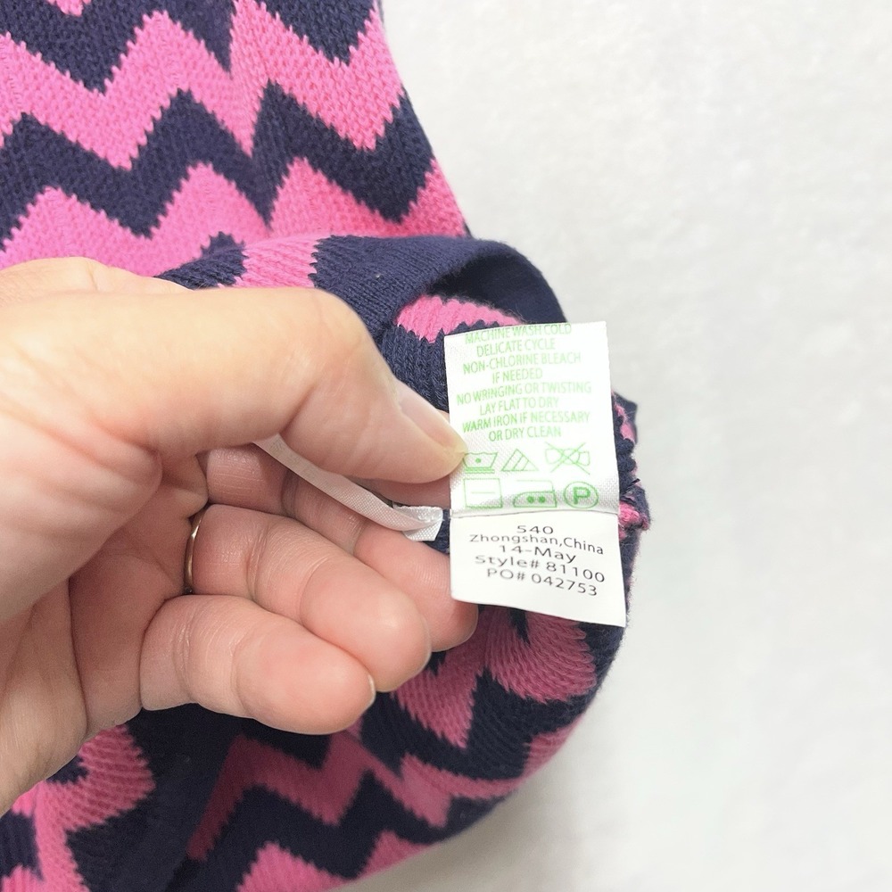 Lilly Pulitzer Santana Sweater Dress Girls L 8-10 Chevron Pink Navy Barbie Glam - Picture 4 of 6
